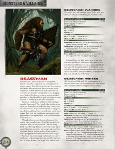 Beastman Monster Entry page 1